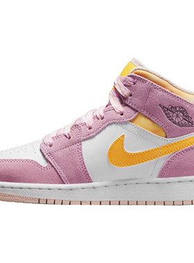 AJ1Mid中帮樱花粉女篮球鞋