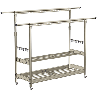 晾衣架落地阳台室内铝合金加粗加厚户外结实凉衣架伸缩防风晒被子