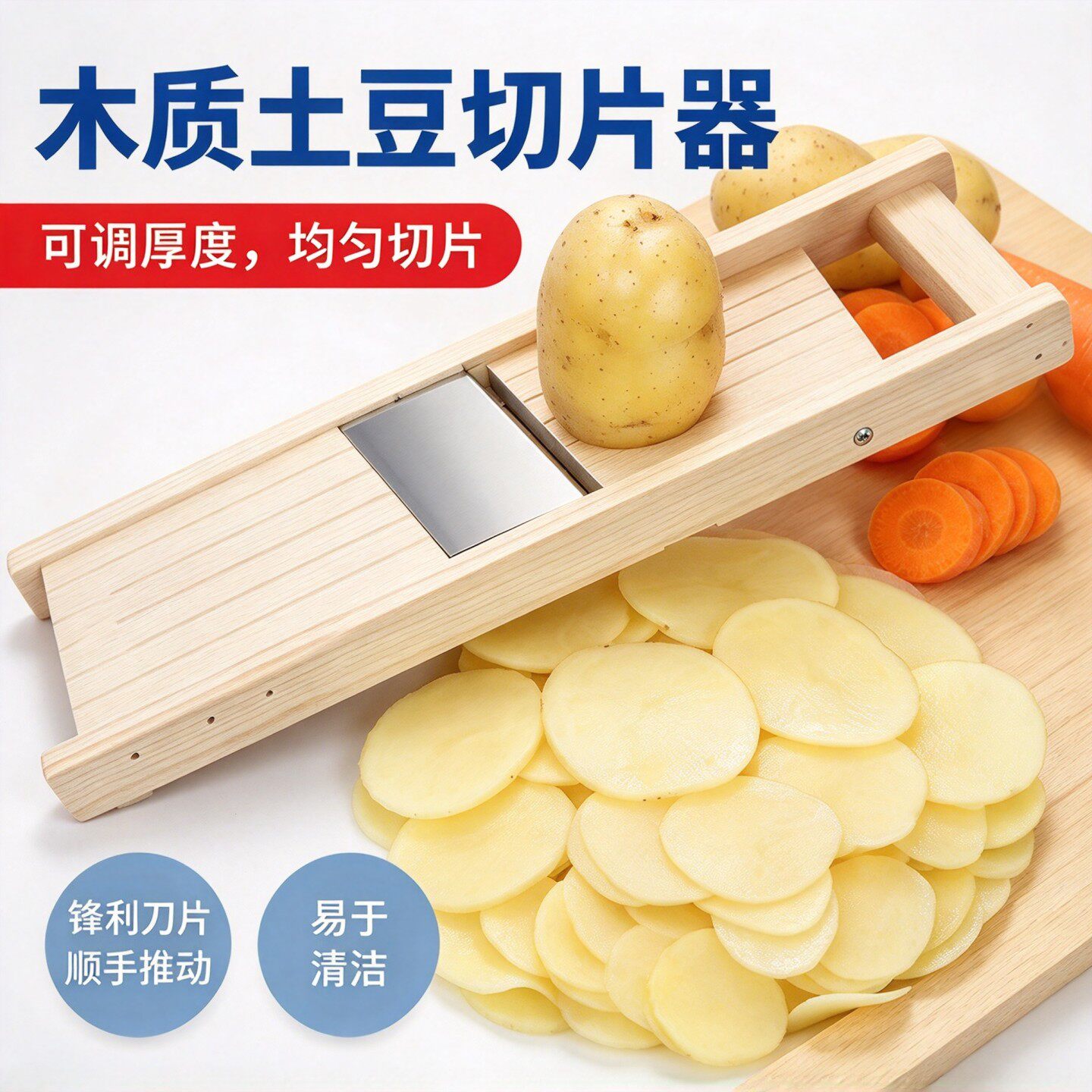 切菜神器食堂地瓜刨片器洋芋擦片可调节护手藕片农村果蔬切片器