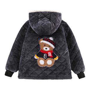 冬款儿童罩衣加绒加厚保暖中大童棉袄羽绒服男孩女孩防脏护衣围裙