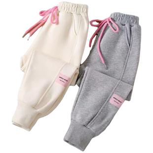 女童裤子加绒加厚休闲卫裤一体绒秋冬款25年新款春秋装儿童运动裤