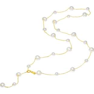 潮宏基小确幸18K金珍珠项链彩金套链淡水珠纪念妇女节一款两戴