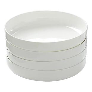 纯白盘子菜盘家用骨瓷深口圆盘高窝盘餐盘蒸鸡蛋羹专用盘蒸盘深盘