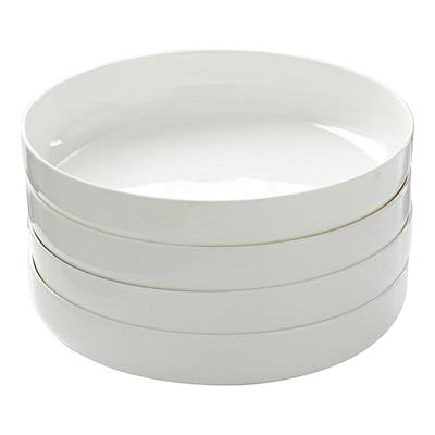 纯白深口盘子菜盘圆盘高窝盘深盘