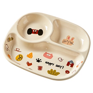 可爱分餐盘一人食餐具儿童早餐盘子宝宝211减脂分格餐盘减肥专用