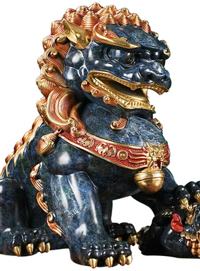 福狮高照黄铜狮子摆件开业礼物