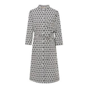 TENGS滕氏女装春夏新款假日休闲天然棉质印花连衣裙时尚系带收腰