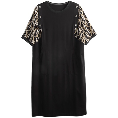 胖太太连衣裙薄款职业宽松拼接