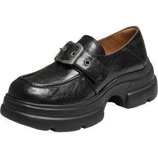 TATA他她乐福鞋女2025新款冬小皮鞋乐福鞋英伦风深口单鞋7OL37CA5