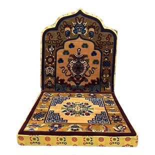 尼泊尔手工纯羊毛上师法座打坐垫团花金刚杵沙发垫子扶手80x80cm