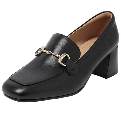 金属扣高跟乐福鞋康莉商务小皮鞋