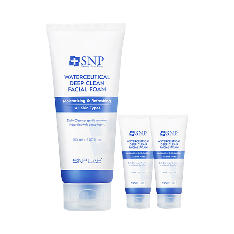 【自营】韩国SNP氨基酸洁面套盒清洁洗面奶大容量泡沫去角质