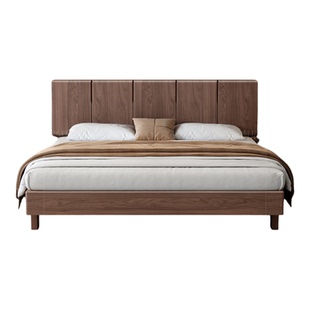 储物床实木床小户型卧室气压高箱床主卧大床1米8床收纳床黑胡桃木