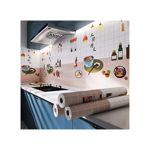 防油贴纸柜灶台用厨房油烟机瓷砖墙贴防油耐脏污墙纸防水自粘壁纸