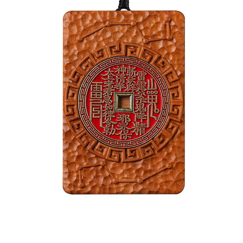 汽车后视镜枣木山鬼花钱挂件