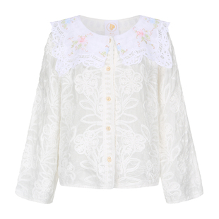 脸儿艺 手工绣花 重磅通身立体刺绣满绣 棉质 开衫森女宽松上衣