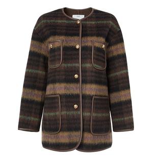 恩瑞妮专柜同款2025冬季新款百搭格子气质淑女外套上衣女毛呢外套