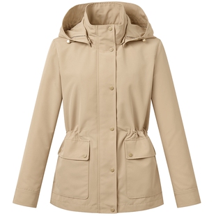 【春季甄选】Hazzys哈吉斯连帽夹克女士潮流通勤时尚休闲拉链外套