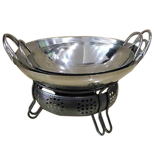 不锈钢加厚小火锅明炉干锅锅家用专用套装饭店酒精炉酒精锅干锅炉