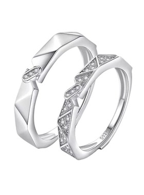 金店同款S925纯银情侣对戒男女款一对ins风法式轻奢小众设计感