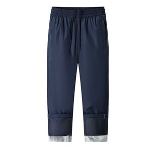 冬季加绒校服裤子高中生小学生一条杠防寒中学生藏蓝色反光条校裤