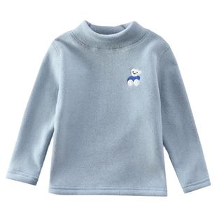 男童半高领打底衫秋冬中大儿童加绒加厚保暖衣女童奥粒绒长袖内搭