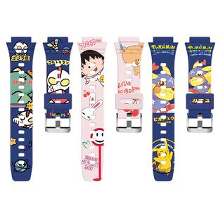 适用于华为儿童手表表带4pro/5硅胶huawei学生电话5活力版5新耀版卡通印花腕带亲肤柔软耐磨替换表链夏季配件