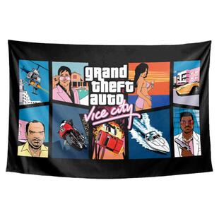 罪恶都市侠盗飞车经典游戏周边插画宿舍装饰背景墙布挂毯挂布海报