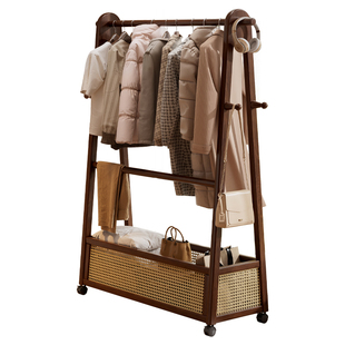 落地挂衣架卧室不占空间实木可移动衣帽架家用客厅次净衣架置物架