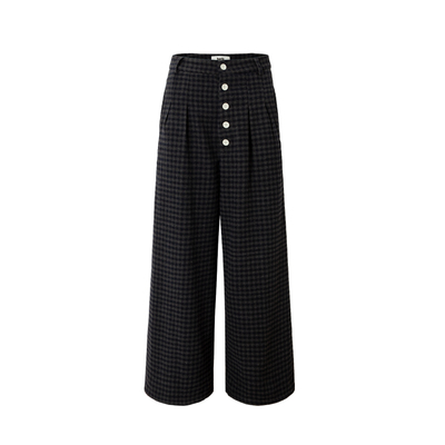 「heris」预科生格纹阔腿长裤