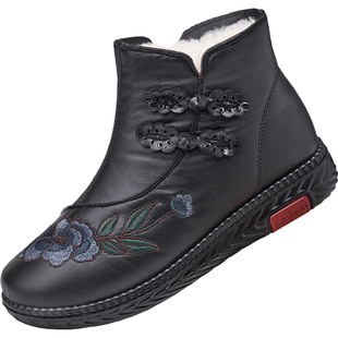 老北京布鞋女冬加厚羊毛保暖老太太棉靴中老年妈妈鞋防滑老人棉鞋