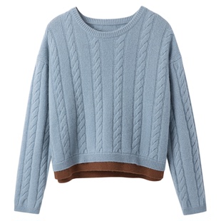 显瘦新贵~不挑人！重磅加厚圆领羊绒衫女纯羊绒毛衣套头宽松秋冬