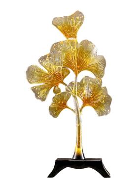 透明树脂高级感银杏叶摆件