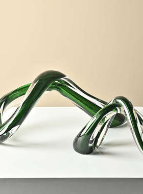 轻奢风交叉玻璃摆件高级感小众别墅样板间桌面摆件琉璃家居装饰品