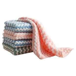 珊瑚绒抹布厨房清洁洗碗布条纹抹布百洁布洗碗巾不沾油水波纹抹布