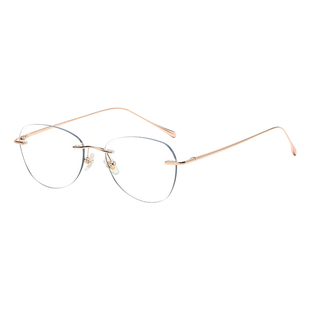 超轻纯钛纯欲无边框眼镜女近视可配度数防蓝光镜片高级感眼睛框架