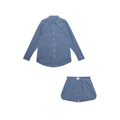 CIZZLEMORE【纽约艺高】插肩格纹长袖衬衫＋A字松紧腰抽绳半身裙