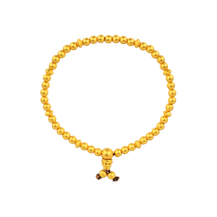 老庙黄金足金古法金古韵飞碟福慧弹力手链转运珠手串计价官方正品