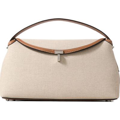 【礼物】TOTEME女士皮革边饰棉质帆布单肩包