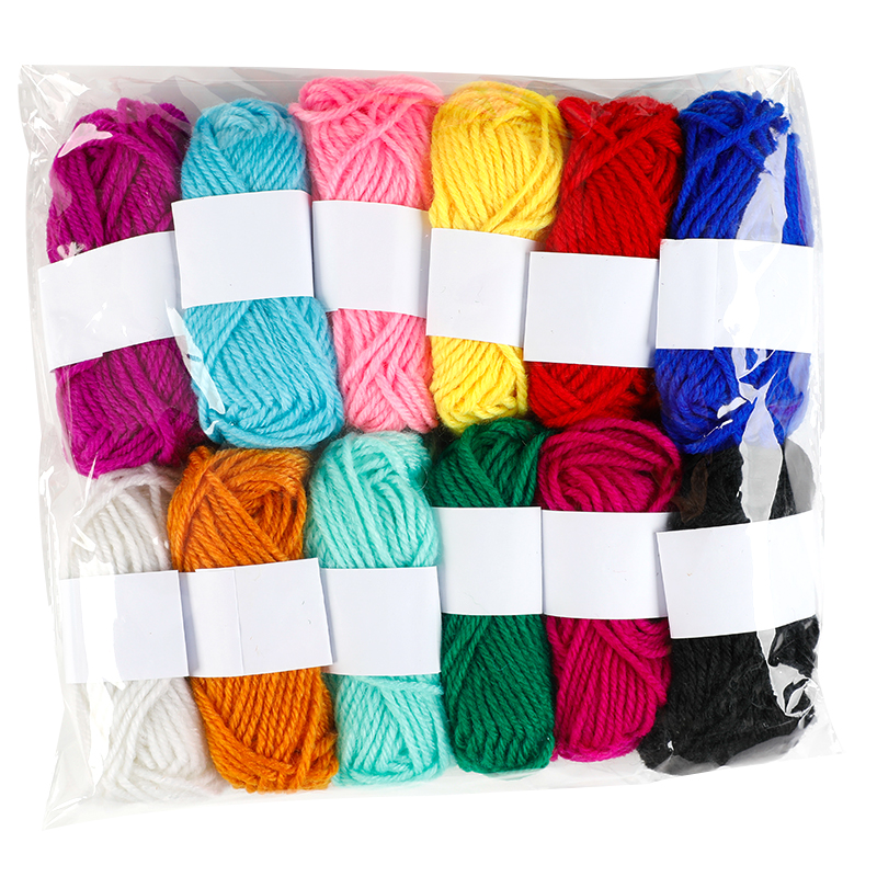 彩色毛线球12色毛线团儿童手工制作DIY编织粘贴画幼儿园手工材料