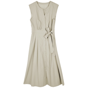 Lavinia法式v领通勤气质连衣裙24夏新款无袖纯色简约长裙R43L133