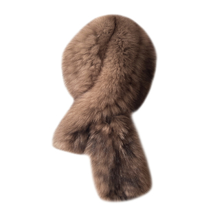 皮草围巾女冬季狐狸毛编织长款保暖加厚百搭围脖紫貂色网红色同款