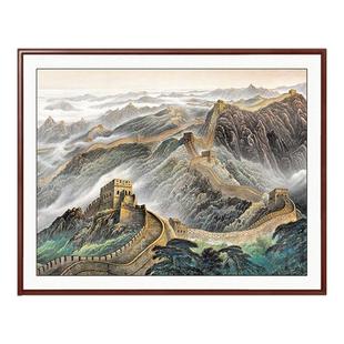 定制办公室挂画万里长城画靠山图老板办公桌背景画书柜壁画装饰画