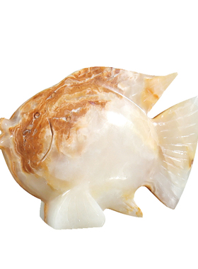 本墨 高级感小众中古进口阿富汗玉石鱼摆件办公室会所客厅壁柜