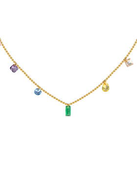 钛钢彩虹钻多巴胺项链