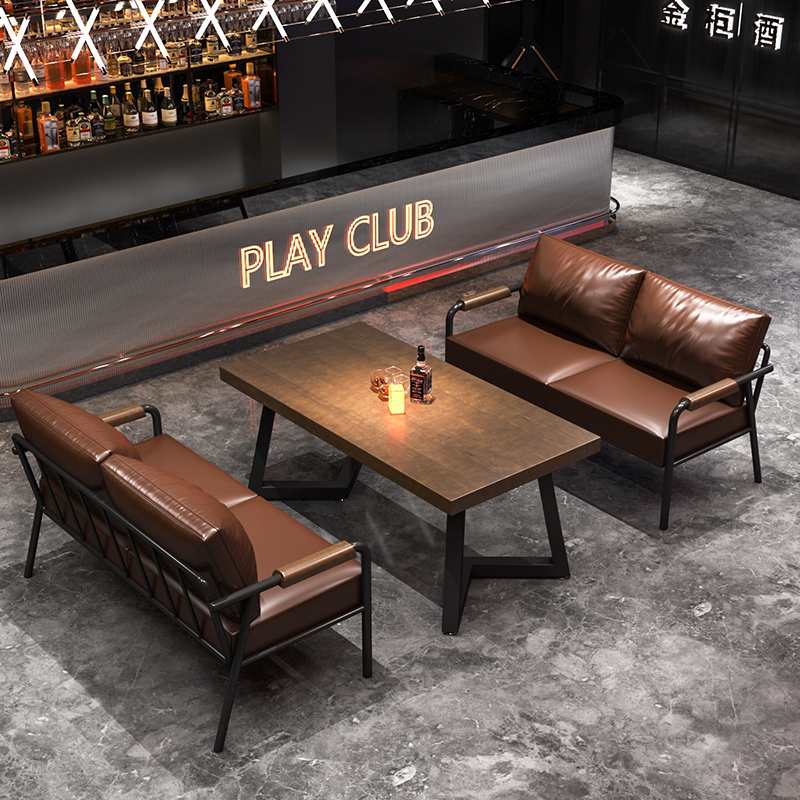工业风酒吧卡座沙发音乐餐吧清吧小酒馆烧烤店咖啡西餐厅桌椅组合