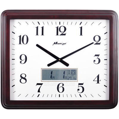 客厅实木大号石英挂钟液晶显示