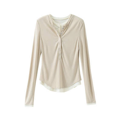 popchrio亨利领假两件含羊毛上衣