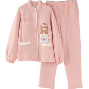 富朵秋冬月子服夹棉保暖孕妇睡衣11月12产后喂奶哺乳空气棉家居服