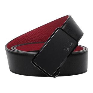 【情人节礼物】ELLE HOMME新款真皮红腰带本命年自动扣皮带男裤带
